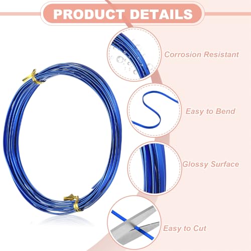 uxcell 18 Gauge Flat Aluminum Wire, 16.40 ft 3mm Wide Aluminum Crafts Wire for Flower Bonsai Crafts Carving DIY Bezel Sculpting Gem Metal Wrap, Dark Blue - color: Dark Blue, size: 3mm