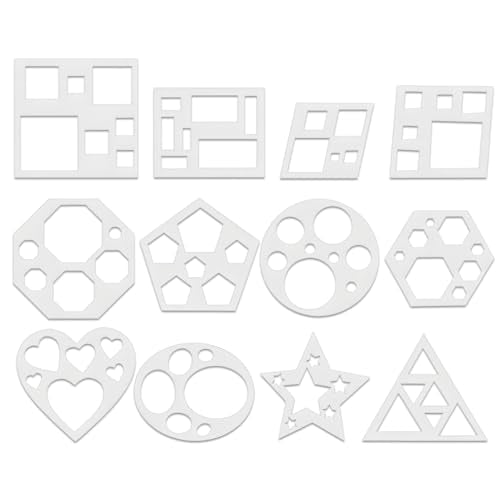 JJUNW Large Art Painting Template, 12Pcs 9in Geometric Drawing Stencil | Circle Square Heart Star Template Set Simple Drawing Stencils for Wood Wall Fabric Rock Chalkboard Signage Painting DIY Craft - size: 9in