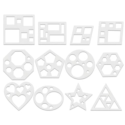 JJUNW Large Art Painting Template, 12Pcs 9in Geometric Drawing Stencil | Circle Square Heart Star Template Set Simple Drawing Stencils for Wood Wall Fabric Rock Chalkboard Signage Painting DIY Craft - size: 9in