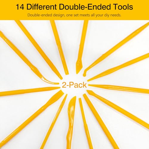14-Piece Plastic Clay Carving & Modeling Tool Set (2 Sets，28-Piece) – DIY Polymer & Pottery Kit for Beginners