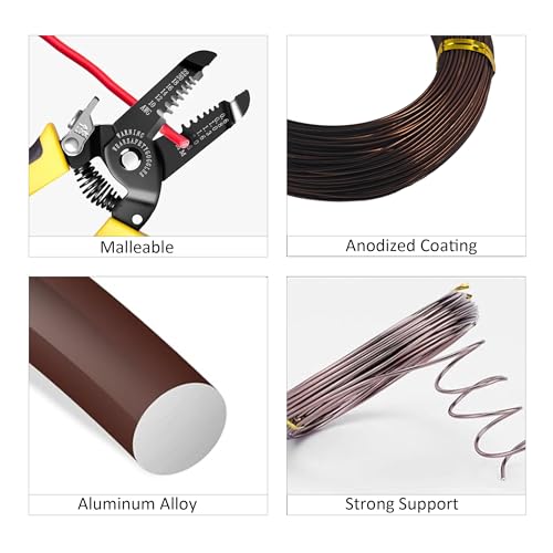Bonsai Training Wire Kit 3 Sizes, 1.0mm/1.5mm/2.0mm Anodized Aluminum Bonsai Wire, Antique Bronze Aluminum Wire Set for Bonsai Trees Shaping and Training(100g Each Size) - size: 1.0mm/1.5mm/2.0mm