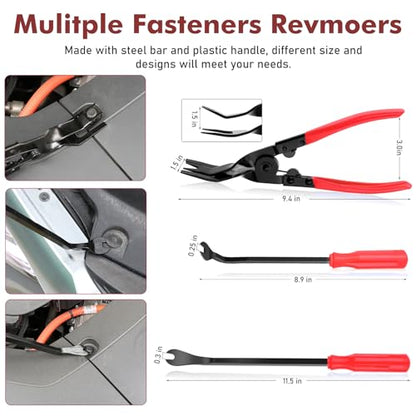 JNLK 352pcs Trim Removal Tool, Pry Tool, Door Panel Removal Tool Kit, Clip Tool, Fasteners Removal Tool with Car Retainer Body Clips Set, red - color: Red