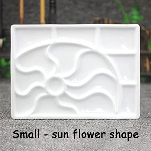 5-9in Ceramic Watercolor Mixing Palette, Square Porcelain Watercolor Palette, Porcelain Watercolor Palette, Ceramic Artist Paint Palette for Watercolor Gouache (S - Sun Flower) - color: S - Sun Flower