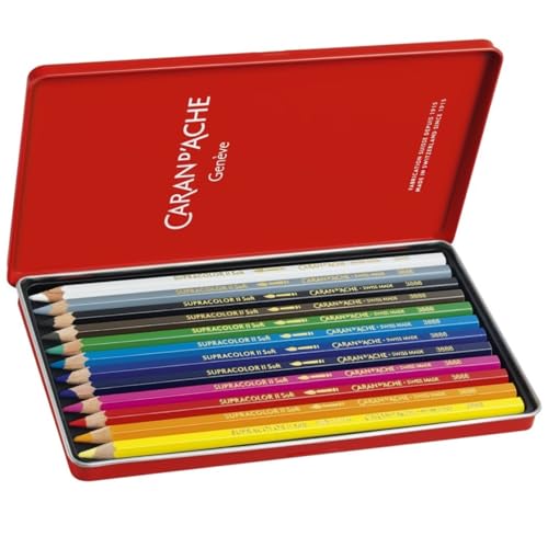 CREATIVE ART MATERIALS Caran D'ache Supracolor Metal Box Set Of 12 (3888.312) - size: 12 Count (Pack of 1)