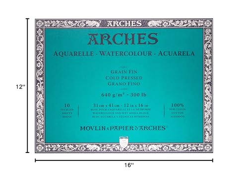 Arches Watercolor Paper Block, Cold Press, 12" x 16", 300 pound (1795067) - size: 12"x16"