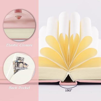 Mix Media Pad,3.5"x5.5" Small Hardcover Leather Art Sketchbook,105 GSM 200 Sheets/400 Pages Acid Free Artistic Painting Drawing Sketching Writing Paper, Handy Pocket Journal Notebook.Pink - color: 105gsm-pink
