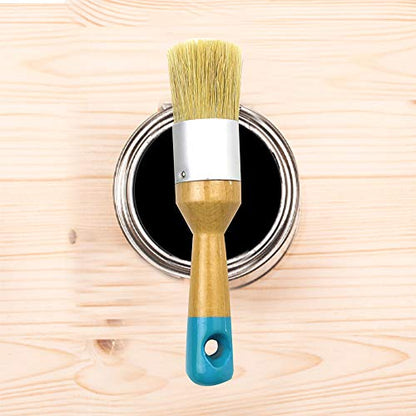 MAXMAN Chalk Paint Brush Set, Small Wax & Stencil Brushes, Professional Natural Bristle Brushes for All Furniture Paints, No Shedding - size: 2PCS-Small