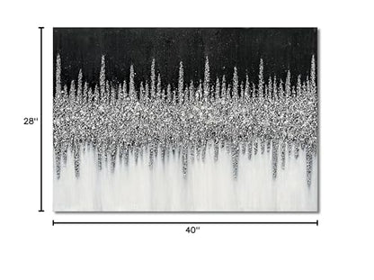 Art 28x40 inch Hand Painted Abstract Art Oil Painting in Black and Silver Texture Modern Wall Home Decoration Painting - color: Yi033