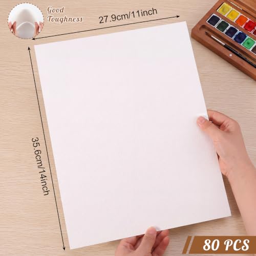 80 Sheets Large Watercolor Paper 11 x 14 Inch, White Water Color Paper - size: 11×14 inch