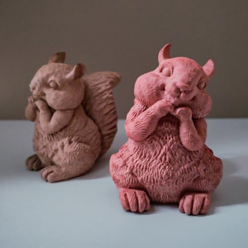 Squirrel Silicone Mold, Cute Squirrel Candle Soap Making Molds, 3D Animal Shaped Cake Fondant Chocolate Decorating Mold, Epoxy Resin Casting Concrete Plaster Wax Art Craft Mould Kit - color: Squirrel