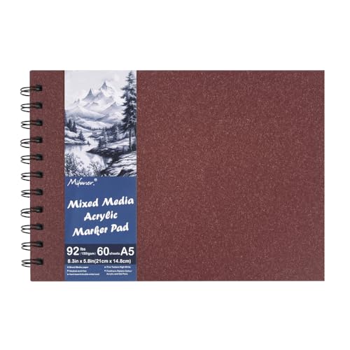 5.8x8.3in Sketch Book, 60Sheets Spiral Bound Notebooks, Bright White 92lbs/150gsm Acid-Free Drawing Paper for Painting,Sketching, Professional Sketch Pad for Artists, Beginners. BW-Wine Red - color: Bright White-Wine Red