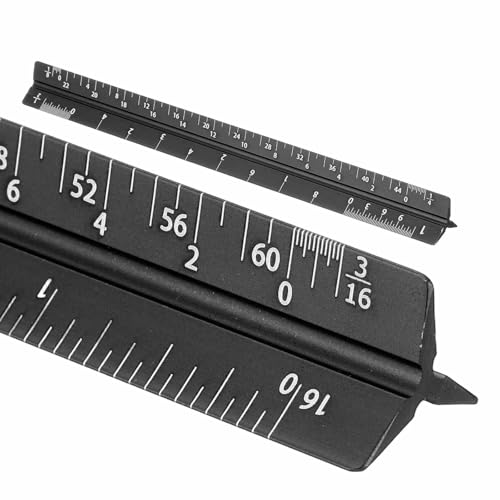 HARFINGTON Architectural Scale Ruler, 7 Inch Standard Aluminum Alloy Architect Triangular Small Scale Laser-Etched Blueprint Drafting Ruler for Architects Engineers, Black - color: Black, size: 7 Inch