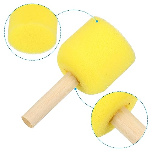PATIKIL 2" Paint Sponges for Painting, 40 Pack Round Painting Sponge Foam Brush Wooden Handle Painting Tools for Crafts Arts, Yellow - size: 2"