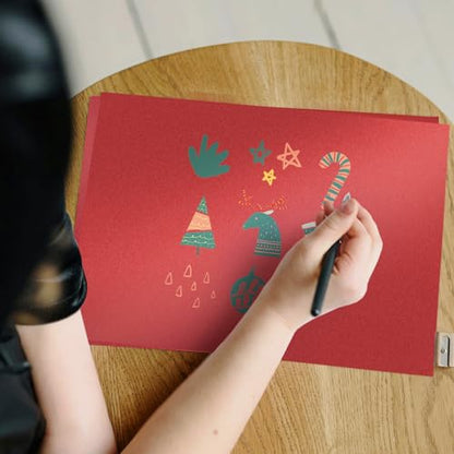 Red Shimmer Cardstock 8.5 x 11 Red Paper | Goefun 24 Sheets 80lb Red Card Stock Printer Paper for Christmas, Invitations, Certificates, Valentines Day, Card Making - color: red