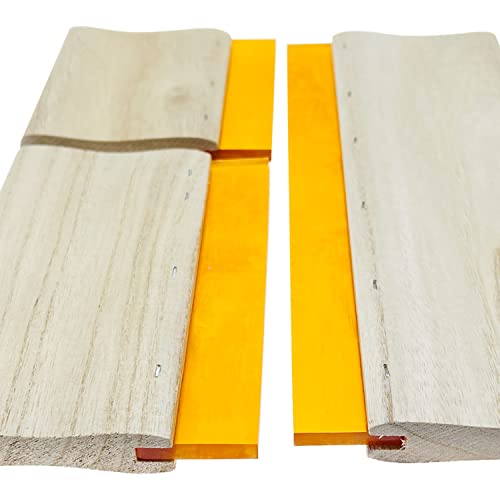 Cayway 5 PCS Screen Printing Squeegees, Durable, Abrasion-Resistant, Water- and Oil-Resistant Dual-Purpose Screen Printing Scraper with Wooden Handle