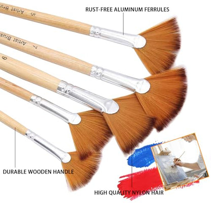 33 Pieces Paint Brush Set, Artist Series, Nylon Bristles with Round, Filbert, Flat, Fan, Angle, Detail Brush, Palette Knife,Suitable for Artists and Beginners for Acrylic Painting, Oil, Watercolor..