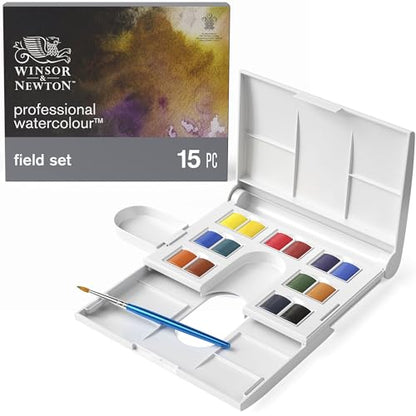 Winsor & Newton Professional Watercolor Paint Set, 12 Half Pan Field Box - style: Field Box 12 Half Pan