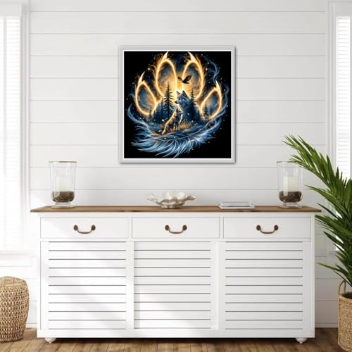 MOMDEDP 5D Diamond Art Kits for Adults - Wolf Diamond Painting Kits for Adults Beginners, DIY Large Size Diamond Gem Art Dots Painting Kits for Home Walls Decor Gifts 12x12inch