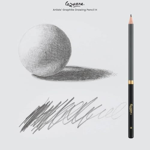 Cezanne Graphite Drawing Pencils Set - H, Set of 12 Break-Resistant Graphite Lead, Easy-to-Sharpen Sketch Pencils, Master Artist Quality Graphite Pencils for Technical and Artistic Drawing - color: H, size: Set of 12