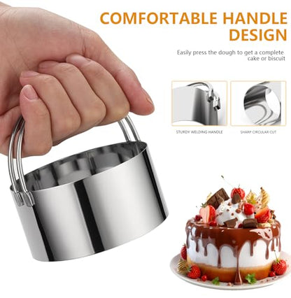 Cookie Cutters, 5 Pieces Round Biscuit Cutter Set with Handle | Dishwasher-Safe, Comfortable Grip, Professional Baking Dough Cutter Tools for Thick Dough, Biscuits & Fondant - size: 5 Sizes Round Cutters With Handle