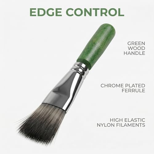 Short Handle Watercolor Brush Set,6-Piece Professional Paint Brushes for Detail Acrylic Painting,Synthetic Squirrel Travel Art Paintbrushes – Round,Dagger,Liner,Cat’s Tongue,Texture,Flat - color: Green