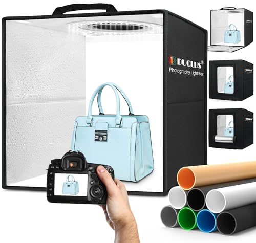 Photo Light Box 16x16 inch, Professional Light Box for Product Photography with Upgraded 18W Dimmable 160 LEDs, USB-C Power, and 8 Backdrops for Jewelry, Food & Small Item Shooting - size: 16 inches
