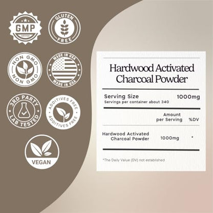 Zen Principle Hardwood Activated Charcoal Powder 100 Percent from USA Trees. All Natural. Whitens Teeth, Rejuvenates Skin and Hair, Supports Better Digestion, 8 oz. - size: 8 Ounce (Pack of 1)