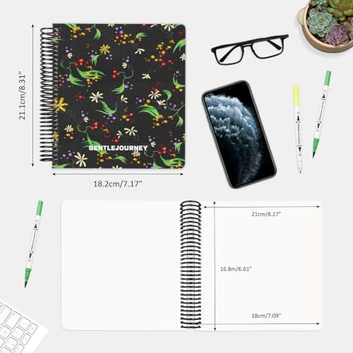 Hardcover Sketchbook,7.2"x8.3"Spiral Bound Drawing Pad,Noir Starflora | 150gsm(92lb)Acid-Free Thick Paper,Blank Art Journal for Adults,Artists&Beginners,Ideal for Sketching,Doodling and Mixed Media - color: noir starflora
