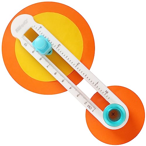 KW-triO Circe Cutter for Paper Crafting Circular Cutter Tool Rotary Compass Circle Cutter Adjustable Cutting Diameter Ranges from 3/4 in to 8 in (Cyan & White, Mini) - size: Mini + 0 Replacement Blades