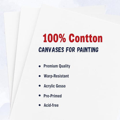 4pk 6x8 Stretched White Blank Canvas - Primed,100% Cotton,Profile of Super Value Pack for Acrylics,Oils & Other Painting - size: 6*8-4