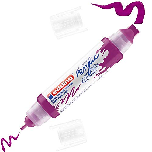edding 5400 Acrylic 3D Double Liner - Purple - 1 Acrylic Colour Tube - 2 nozzles 2-3,5-10mm - Acrylic Paints for Canvas, Painting Boards and Wood - Waterproof acrylics in Artist-Quality Colours - color: Berry Mat