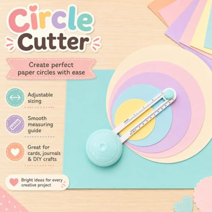 2-Piece Set Circle Cutter Paper, Circle Paper Cutter, Circle Cutters for Crafts for Scrapbooking and Classroom Art Projects, DIY Craft Tools for Teachers
