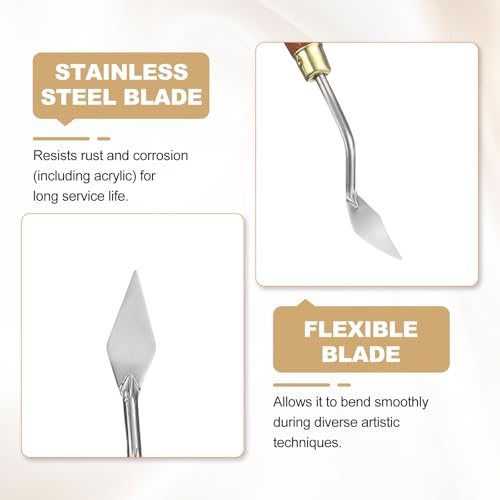 HARFINGTON 2pcs Palette Knife Painting Tool 1.18" x 0.51" Stainless Steel Teardrop Blade 7.09" Length Spatula Painting Pallet Knives with Hole Beech Wood Handle for Acrylic Canvas, Red/Silver - size: 7.09" x 0.51" x 1.18"
