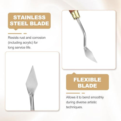 HARFINGTON 2pcs Palette Knife Painting Tool 1.18" x 0.51" Stainless Steel Teardrop Blade 7.09" Length Spatula Painting Pallet Knives with Hole Beech Wood Handle for Acrylic Canvas, Red/Silver - size: 7.09" x 0.51" x 1.18"
