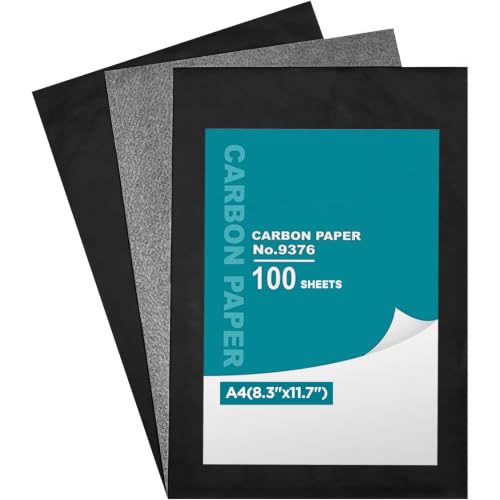 VEOOK 100 Sheets Carbon Paper Sheets,8.3"x11.7" A4 Carbon Transfer Paper, Graphite Paper for DIY Woodworking, Paper, Canvas and Other Art Craft Surfaces(CA-01) - color: CA-01 Black