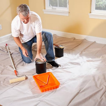 King Origin Canvas Drop Cloth, 9 x 12 Feet Canvas Tarp | Washable and Reusable Cotton Paint Tarp, Drop Cloths for Painting, Curtains, Furniture and Floor Protection
