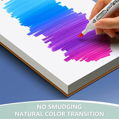 Bewinfy Marker Pad, 60 Sheets, 80lb/120gsm 9" x 12" Dual Sided Painting Marker Paper, Acid Lignin Free Bleedproof Professional Grade Sketch Book for Drawing(PP-01)