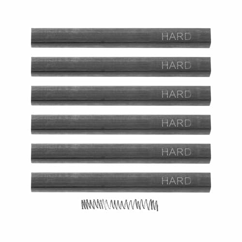 MECCANIXITY Compressed Charcoal Sticks, Hard Grade Square Vine Charcoal Sticks Set Art Supplies for Painting Drawing Sketching Shading Artists Beginners(Pack of 6) - style: Hard