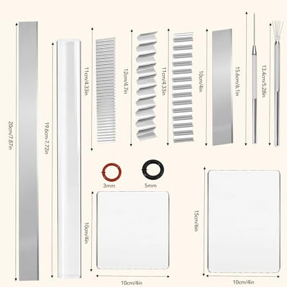 Polymer Clay Cutter Tools, Acrylic Roller Pin, 5 Pieces Flexible Clay Cutters, Ceramic Cutters Slicer Kit Clear Rectangle Sheet Press Board Wire Texture Set Needle Detail Modelling Supplies - size: 15