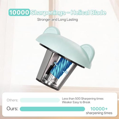 Electric Pencil Sharpener, Rechargeable Auto-Stop for 6-8mm,3 Modes | Fast Sharpen in 3s, Battery Powered, Heavy Duty Blade, Suitable for No.2(6-8mm), School/Home/Office - color: Green