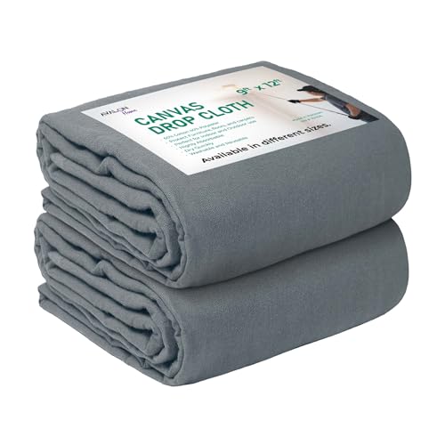 Canvas Drop Cloth for Painting 9x12 feet Pack of 2-8oz Painters Drop Cloths for Painting - All Purpose Canvas Tarps for Floor & Furniture Protection - Recycled Cotton Fabric - size: 9x12 Ft - 2 pc