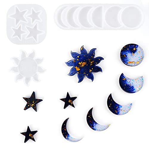 Moon Phase Resin Molds Sun and Star Epoxy Silicone Mold Kits Silicone Mold for Resin Crafts DIY, Making Decoration Pendants/Wall Hanging