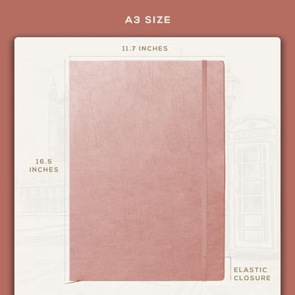 Beechmore Books A3 11.7x16.5 Mixed Media Sketchbook 160 GSM/98lb, Gift Box - color: Rose Wood, size: A3 - 11.7" x 16.5" Extra Large