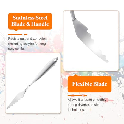 HARFINGTON 2pcs Palette Knife Painting Tool 8.66" Stainless Steel Silver