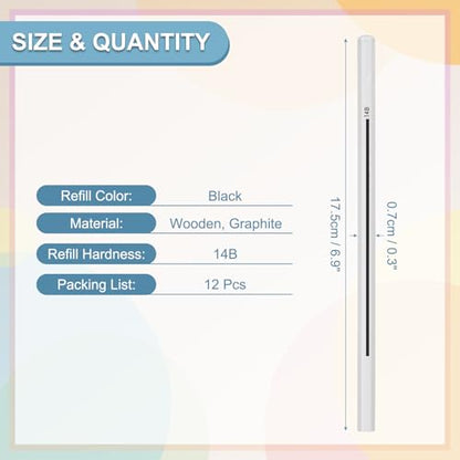 PATIKIL 14B Graphite Pencils for Drawing, 12Pcs Sketching Pencils Wood Supplies Set Break-Resistant Lead with Built-in Sharpening Area for Painting Sketching Artist Design - style: 14B