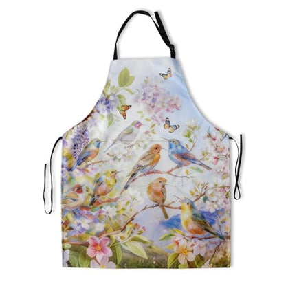 Funny Apron Polyester Grooming Aprons with Pocket for Cooking Kitchen Grilling Adults - color: Spring Bird Blue