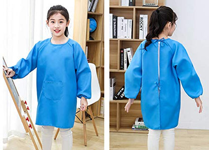Lauthen.S 2 Pack Kids Art Smocks, Long Sleeve Artist Painting Aprons - color: Blue + Purple, size: L(8-12 Years)
