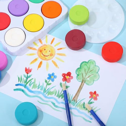 Nuanchu 1 Sets 18 Pcs Tempera Paint Cakes with Tray 18 Colors