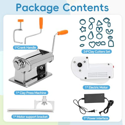 nuyooioo Electric Polymer Clay Press Machine,Clay Roller Machine,Polymer Clay Cutters Set for Clay Earring Making,Includes Clamp and Hand Crank,Polymer Clay Tools for Clay Earring Making