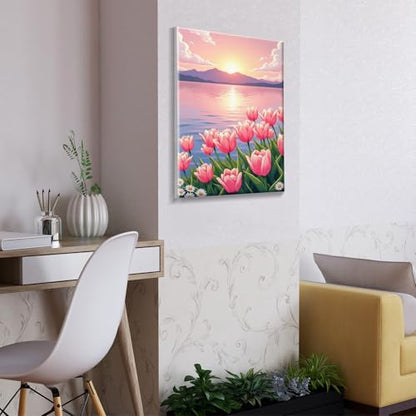ATDMS Flowers Paint by Numbers Kit for Adults with Frame 8x12 Inch - color: Tulips 267